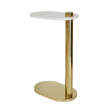 Simeon White Marble & Polished Brass Oval Side Table Online