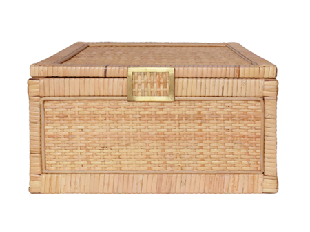 Bruno Rattan & Brass Decorative Box Online Sale