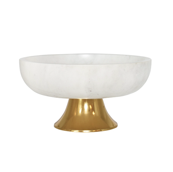 Brissa Marble & Brass Pedestal Bowl For Discount