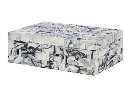 Mullen Black & White Decorative Box - Marbled Hot on Sale