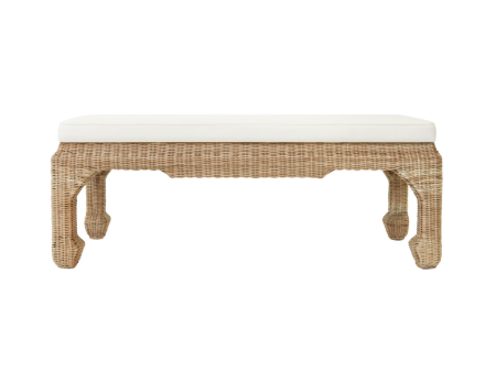 Worlds Away Massey Rattan Bench With Cushion For Discount