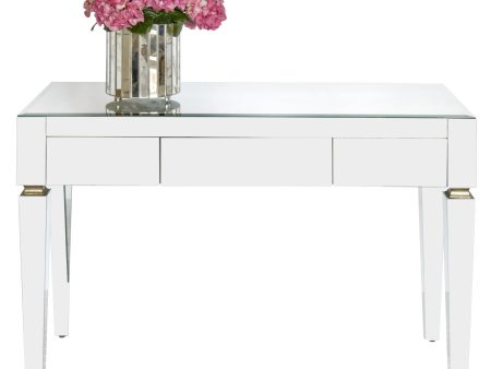 Jacklyn Mirrored Desk with Glass Top For Cheap