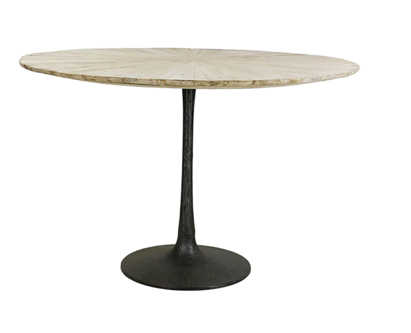 Starburst 59  Round, Bleached Wood & Hammered Metal Dining Table - Matthew Izzo Collection Online Hot Sale