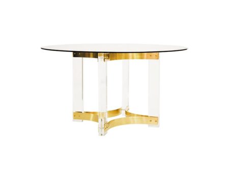 Hendrix Acrylic, Brass & Glass Top 54  Round Dining Table For Cheap