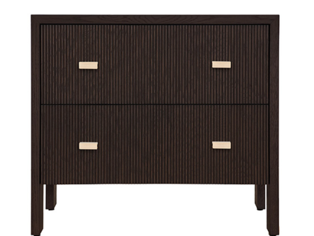 Andre Fluted Espresso Oak Two Drawer Side Table Sale