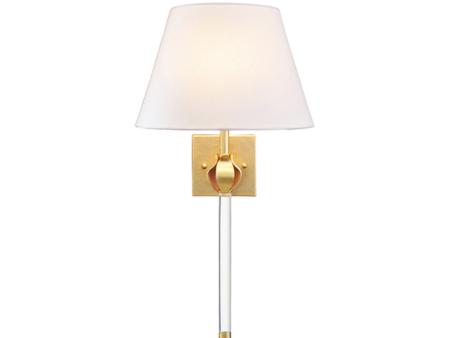 Belle Gold Leaf & Acrylic Wall Sconce with Linen Coolie Shade For Discount