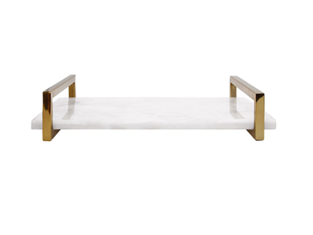 Jarvis White Quartz & Polished Brass Tray Hot on Sale