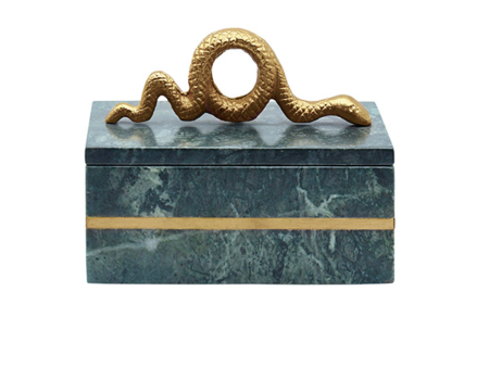 Boa Green Marble & Brass Decorative Box For Sale