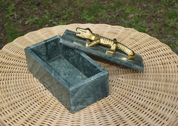 Allie Green Marble & Brass Decorative Box Cheap