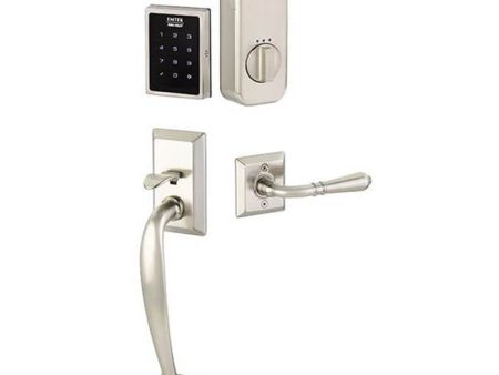 Emtek EMP1105RBLLH Electronic Empowered Motorized Touchscreen Keypad Smart Lock Entry Set with Franklin Grip - works with Yale Access , Ribbon and Reed Lever , LH Hot on Sale